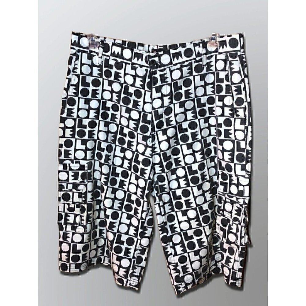 Blac Lacquer Casual Mens Shorts Black White  Size 36 INSEAM 13"